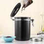 UPKOCH Stainless Steel Container Coffee Beans Storage Canister Vacuum Seal Cans Jars Black
