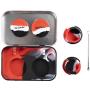 DoPake portable stainless steel tin box 2-5ml silicone container jars,non-stick storage wax carrying case with bonus stainless steel spoons (Black&White&Red)