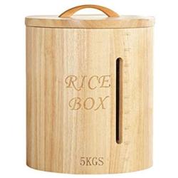 Food Jars & Crocks Rice Storage Kitchen Wooden Rice Storage Box Household Rice Storage Tank 5kg Hand Polished Moisture-proof Insect Durable (Color : Yellow, Size : 2226cm)