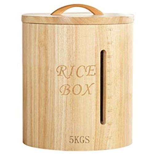 Holz Reisbehälter & -kannen für die Küche, Wasserdicht, Insektenschutz, 5kg Fassungsvermögen, Handpoliert (Farbe: Gelb, Größe: 2226cm)