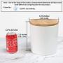 77L Food Storage Canister - Ceramic Food Storage Canister with Airtight Wooden Lid, 82.09 FL OZ (2430 ML) White Food Storage Jar for Home and Kitchen Serving for Coffee, Sugar, Tea, Flour and More