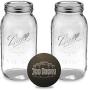 Ball Half Gallon Mason Jars - Wide Mouth 64 oz Bundle with Non Slip Jar Opener- Set of 2 Half Gallon Size Mason Jars - Canning Glass Jars with Lids