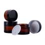 TOPWEL 30ML(1 OZ) Amber Glass Empty Refillable Cosmetic Cream Jar Pot Bottle Container (2pcs)