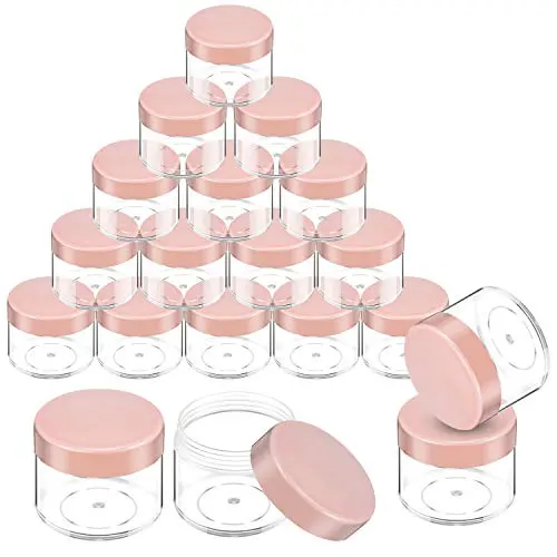 20 Pieces Round Pot Jars Plastic Cosmetic Containers Set with Lid for Liquid Creams Sample, 20 ml/ 0.7 oz (Pink Lid) 20 Pieces Round Pot Jars Plastic Cosmetic Containers Set with Lid for Liquid Creams Sample, 20 ml/ 0.7 oz (Pink Lid)