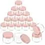 20 Pieces Round Pot Jars Plastic Cosmetic Containers Set with Lid for Liquid Creams Sample, 20 ml/ 0.7 oz (Pink Lid) 20 Pieces Round Pot Jars Plastic Cosmetic Containers Set with Lid for Liquid Creams Sample, 20 ml/ 0.7 oz (Pink Lid)
