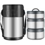 BWHFH Stainless Steel Lunch Box Container Thermos Insulated Food Storage Leak Proof Design Food Jar for School Picnic Office Outdoors,Silver,2.0L