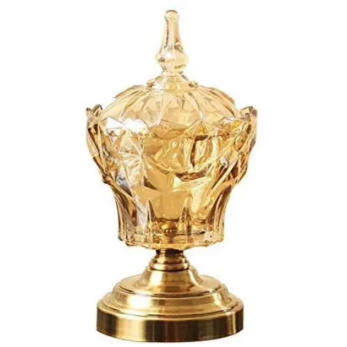 FEOOWV Retro Kristall Glas Süßigkeitenbehälter mit Deckel und Basis, Lebensmittel-Aufbewahrungskaraffe für Hochzeits-Süßigkeitenbuffet-Tisch Dekor (Stil 4)