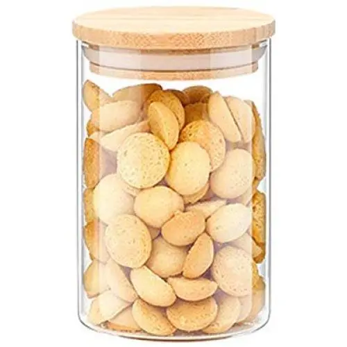 Réservoir de stockage alimentaire WANGLX ST, Bouteilles scellées en verre borosilicate résistant à la chaleur avec joint d'étanchéité, couvercle en bois. Réservoir de stockage alimentaire WANGLX ST, Bouteilles scellées en verre borosilicate résistant à la chaleur avec joint d'étanchéité, couvercle en bois.