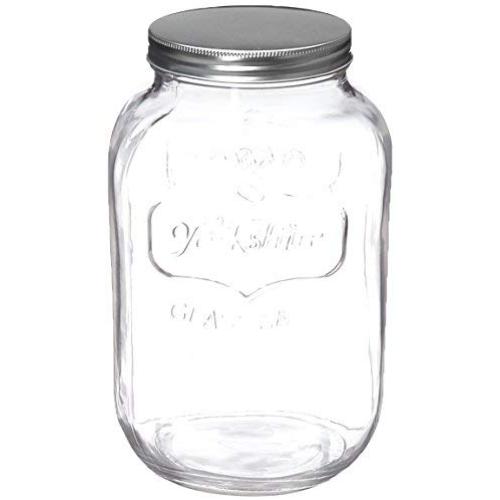 Grant Howard Jumbo Yorkshire Embossed Glass Storage Jar, 136 oz, Clear