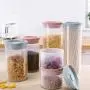 Kitchen Sealed Jar Plastic Bottle Transparent Grain Storage Box Zero Food Dried Fruit Bean Candy Storage Tank (Color : Pink, Size : S)