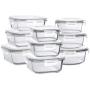 Bayco Glass Storage Containers with Lids, 9 Sets Glass Meal Prep Containers Airtight, Glass Food Storage Containers, Glass Containers for Food Storage with Lids - BPA-Free & FDA Approved & Leak Proof