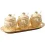 Kitchen seasoning box/Ceramic Condiment Storage Container with Pallet Salt jar Three-Piece Set (Color : A)