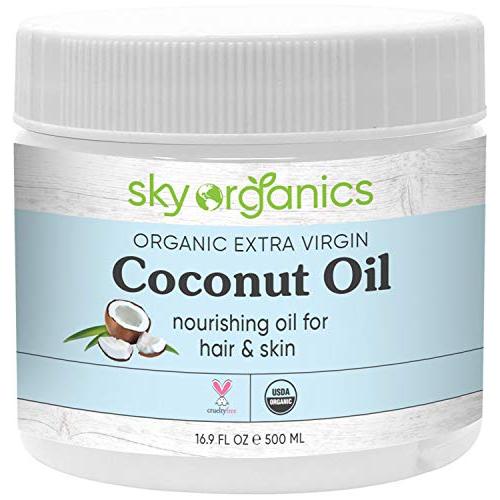 Organic Extra Virgin Coconut Oil by Sky Organics (16.9 oz) USDA Organic Coconut Oil Cold-Pressed Kosher Cruelty-Free Unrefined Coconut Skin Moisturizer Hair Mask