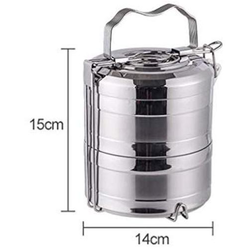 Thermos Food Jar Thermos 304 Stainless Food Flask,Leakproof Insulated Food Containers,Multi-storey,Portable Handle (Size : 1300ML)