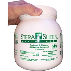 Stera-Sheen Sanitizer, 4 x 4 lb Bulk Saver Jars, Green Label Food Grade Cleaner & MilkStone Remover, Non-Corrosive Cleaner, Case of 4 x 4 lb Jars (4)