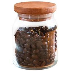 Clear Glass Jar with Wooden Airtight Lid | Small (9 3/4 oz - 290cc) | Kitchen, Pantry Organization, Food Storage Container | Cookie, Spice Organizer |