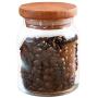 Clear Glass Jar with Wooden Airtight Lid | Small (9 3/4 oz - 290cc) | Kitchen, Pantry Organization, Food Storage Container | Cookie, Spice Organizer |