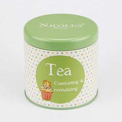 Nicoles Workshop Colorful Dot Mini Storage Metal Jar,Covered,&quotTea",Green
