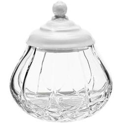 Crystaljulia Bonboniere with Porcelain Lid, Lead Crystal, Transparent, 13.5 cm