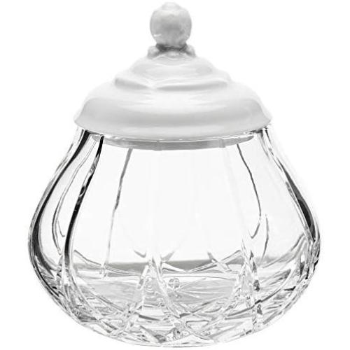 Crystaljulia Bonboniere with Porcelain Lid, Lead Crystal, Transparent, 13.5 cm
