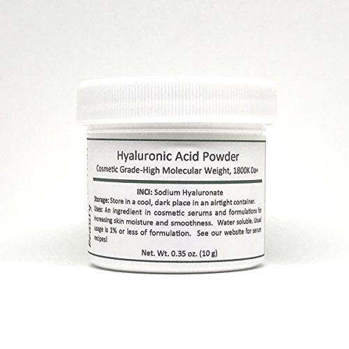 Pure Hyaluronic Acid Serum Powder (High Molecular Weight Sodium Hyaluronate). Cosmetic Grade, Popular Hydrating Ingredient For Homemade Serums & Other Skin Care Products. 10 grams