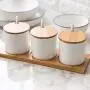 DecentGadget Set of 3 White Ceramic Condiment Jar Spice Pots with Lids Spoons Bamboo Serving Tray Holder for Home and Kitchen Storage (Equal Height) DecentGadget Set of 3 White Ceramic Condiment Jar Spice Pots with Lids Spoons Bamboo Serving Tray Holder for Home and Kitchen Storage (Equal Height)