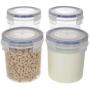 Overnight Oats Container Jar (4-Piece set) - 16 oz Plastic Containers with Lids - Oatmeal Container to go | Portable Cereal and Milk Container on the go | Snap Lock Storage Jars with Airtight Lids