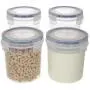 Über Nacht Oats Behälter Set (4-teilig) - 473 ml Kunststoffbehälter mit Deckeln – Haferbecher zum Mitnehmen | Tragbarer Müsli- und Milchbehälter für unterwegs | Snap-Lock-Schuhkartons mit luftdichten Deckeln