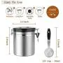 Lishiny Airtight Coffee Canister Stainless Steel Container Coffee Ground Vault Jar with Valve for Kitchen (1500Ml)