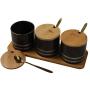 ZLDGYG Kitchen Canister Set - 3-Piece Coffee, Sugar, and Tea Storage Container Jars with Bamboo Lids, Kitchen Organizers, Black