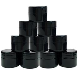 Beauticom 12 Pieces 7G/7ML (0.25oz) BLACK Sturdy Thick Double Wall Plastic Container Jar with Foam Lined Lid for Lotion, Creams, Toners, Lip Balms, Makeup Samples - BPA Free