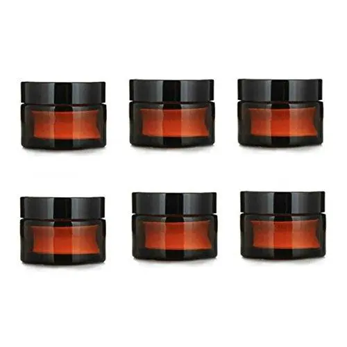 6PCS Amber Glass Empty Cream Cosmetic Bottles Refillable Beauty Care Skin Cream Lotions Case with White Inner Liners Cream Ointments Bottles for Travel Sample Packing(5ML/0.16OZ)