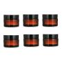 6Pcs 5ml/0.17oz Mini Portable Amber Glass Jars with White Inner Liners and Black Lids Empty Refillable Makeup Storage Container Bottle Cans Dispenser for Lotion Cream Lip Balm