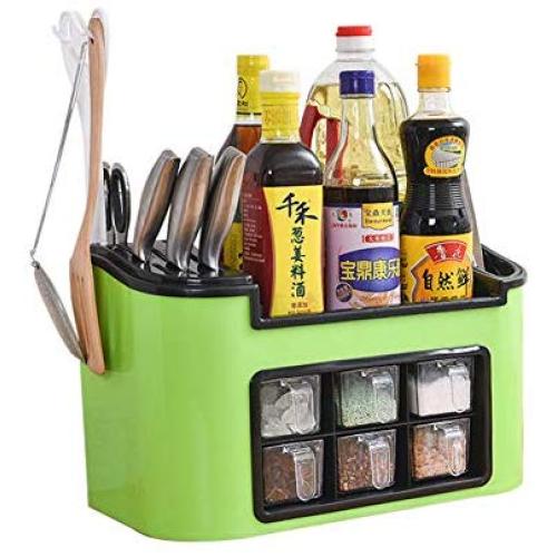 Spice Rack Organizer 2-Tier Standing Rack Kitchen Countertop Storage Organizer Spice Jars Bottle Holder Rack,Green