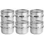 Nubstous 6 Pcs Stainless Steel Spice Jars Storage Condiment Containers with Clear Top Lid Magnetic Spice Tins