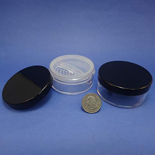 2 Pcs Made in Taiwan Cosmetic 70g Travel Size Plastic Storage Black Lid Clear Jar