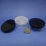 2 Pcs Made in Taiwan Cosmetic 70g Travel Size Plastic Storage Black Lid Clear Jar