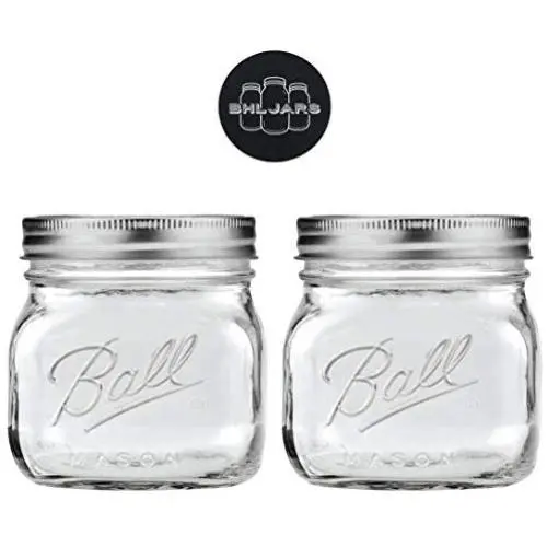 Ensemble Ball 16 oz Collection Elite Large Ouverture Bouche Large Bouteilles en Verre Mason avec Bouchon et Anneau - Ensemble de 2 Bouteilles Mason de 355 ml - Bouteilles en Verre Mason pour la Conservation et le Service Ensemble Ball 16 oz Collection Elite Large Ouverture Bouche Large Bouteilles en Verre Mason avec Bouchon et Anneau - Ensemble de 2 Bouteilles Mason de 355 ml - Bouteilles en Verre Mason pour la Conservation et le Service