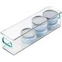mDesign Plastic Stackable Food Storage Container Bin with Handles for Kitchen, Pantry, Cabinet, Fridge, Freezer - Long Narrow Organizer for Snacks, Produce, Vegetables, Pasta - 2 Pack - Clear/Blue