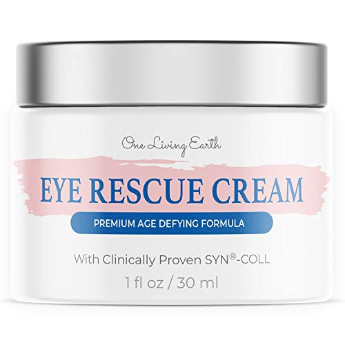 One Living Earth Eye Rescue Cream - Clinically Proven SYN-COLL Collagen-Stimulating Peptide - Anti Aging Formula for Wrinkles, Dark Circles, Fine Lines, Under Eye Bags & Puffiness