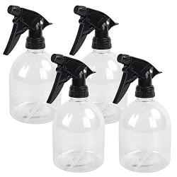 Plastic Spray Bottles 4pcs 16oz Empty Clear Spray Bottle with Black Trigger Sprayers, Adjustable Nozzle, for Cleaning Solutions, Planting, Cooking