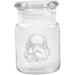 Clear Glass Herb Stash Jar with Lid 4.5 oz with Storm Trooper Logo from Smoke Promos