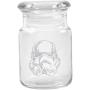 Clear Glass Herb Stash Jar with Lid 4.5 oz with Storm Trooper Logo from Smoke Promos