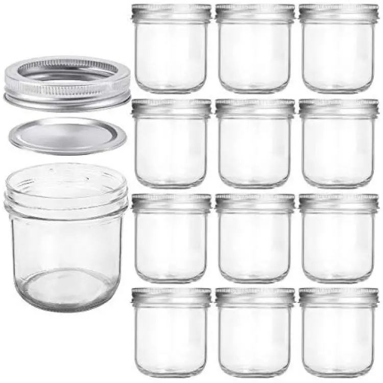 KAMOTA Mason Jars 8 oz With Regular Lids and Bands, 12 Pack