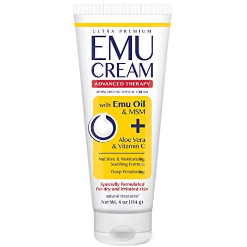 Natural Treasures Emu Oil Topical Cream - Specially Formulated for Dry and Irritated Skin (4 Ounces)
