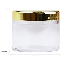 Beauticom 2 oz./ 60 Grams/ 60 ML (Quantity: 6 Packs) Thick Wall Round Clear Plastic LEAK-PROOF Jars Container with GOLD Lids for Cosmetic, Lip Balm, Lip Gloss, Creams, Lotions, Liquids