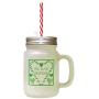 Green We Love Christmas Frosted Glass Mason Jar With Straw