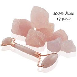 Rosette Rose Quartz Facial Roller for Face and Skin · Natural, Crystal Roller for Facial Massage & Skincare · Premium Rose Quartz Stone Two Part Roller· Free Sample of Luminance Facial Serum