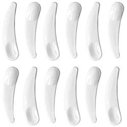 esowemsn 100Pcs Mini Disposable Curved Cosmetic Spoon Spatula, Multi-Functional Facial Mask Spoon Plastic Spoon Stick (White)