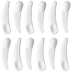 esowemsn 100Pcs Mini Disposable Curved Cosmetic Spoon Spatula, Multi-Functional Facial Mask Spoon Plastic Spoon Stick (White)